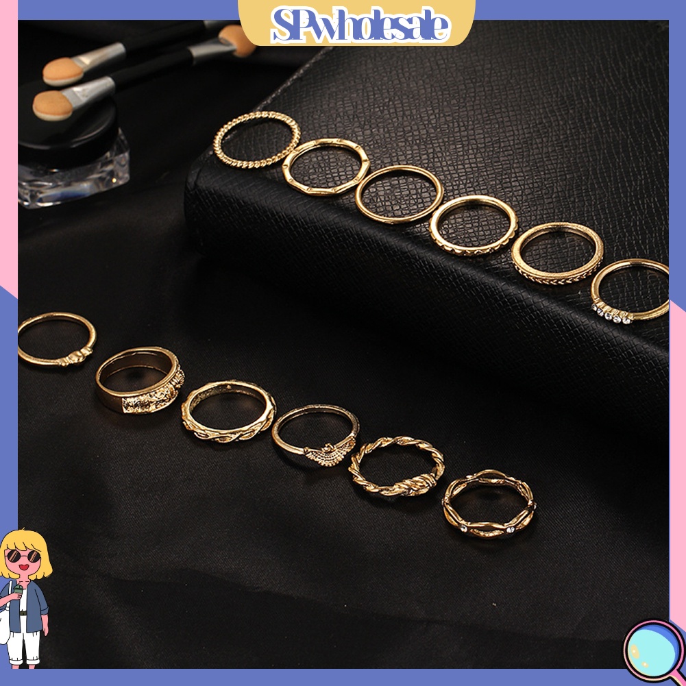 <SPwholesale> Set 12 Nhẫn Đeo Khớp Ngón Tay Phong Cách Retro