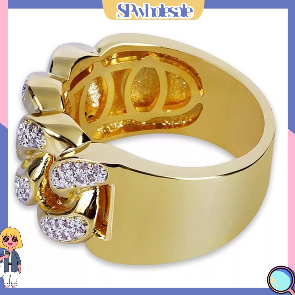 <SPwholesale> Nhẫn Bản Rộng Đính Đá Sang Trọng Cho Nam