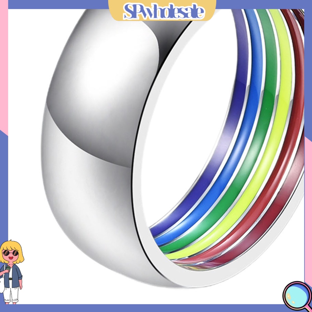 <SPwholesale> Nhẫn Đeo Ngoài Trời Hình Học Vòng Cung Màu Cầu Vồng Thời Trang Cho Đám Cưới