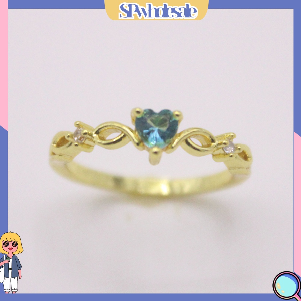 <SPwholesale> Nhẫn Đính Đá Zircon Hình Trái Tim Thời Trang Cho Nữ