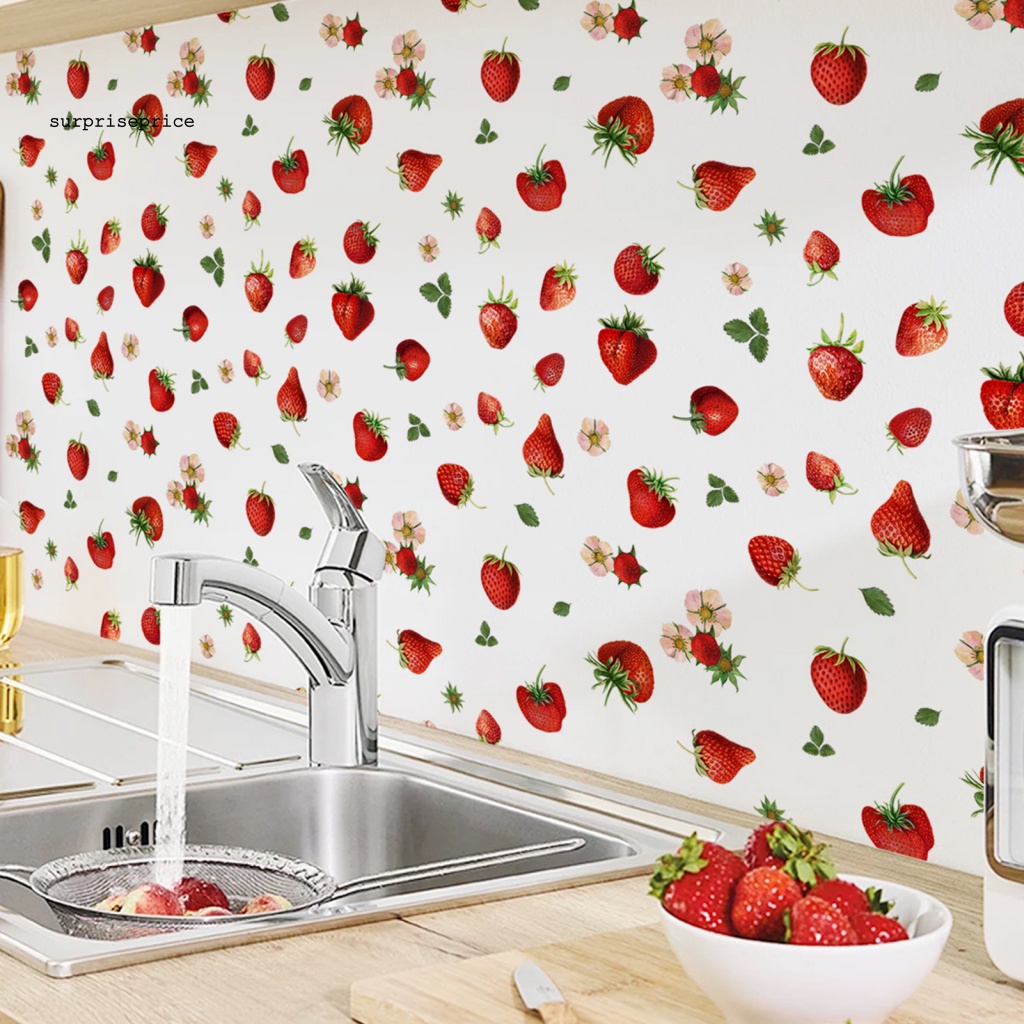 Bộ 2 Miếng Dán Tường Trang Trí Hình Lá Dâu Tây Dễ Thương