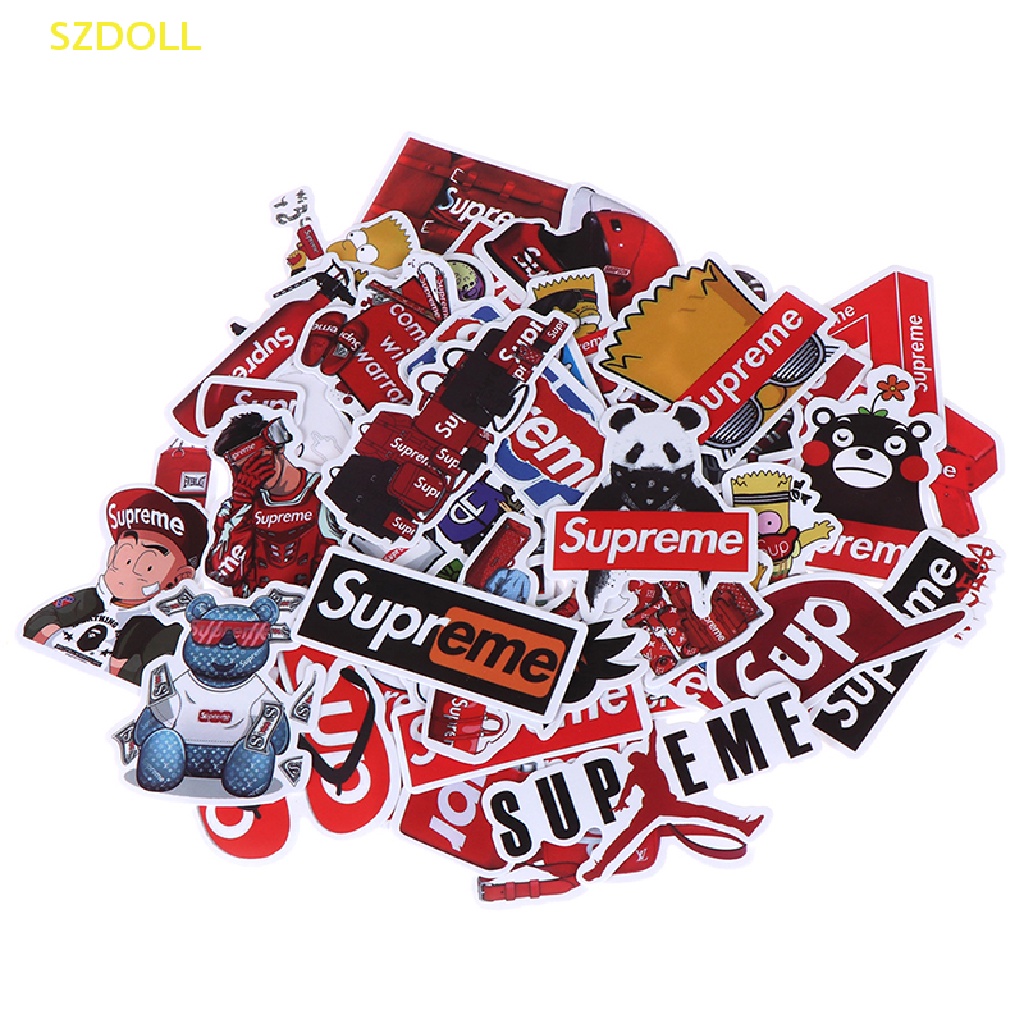Set 50 Sticker Supreme Dán Trang Trí Ván Trượt / laptop / Xe Hơi