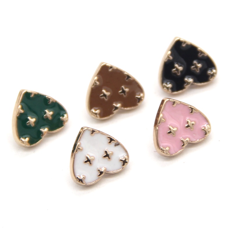 Set 10 / 10 Nút Áo Kim Loại Hình Trái Tim Màu Vàng 11mm Dễ Thương Trang Trí Đầm