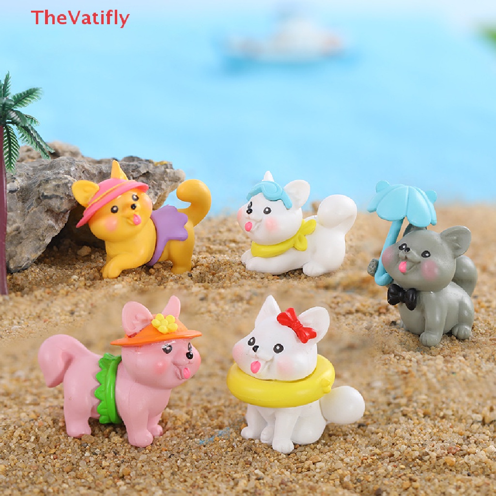 [Thevalifly] Mô Hình Chú Chó Bãi Biển Mini Bằng Nhựa Resin Dễ Thương Sáng Tạo Trang Trí Nhà Búp Bê