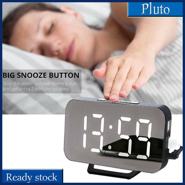 Mới Đồng Hồ Báo Thức Điện Tử 2 Cổng Sạc Usb Có Thể Điều Chỉnh Độ Sáng