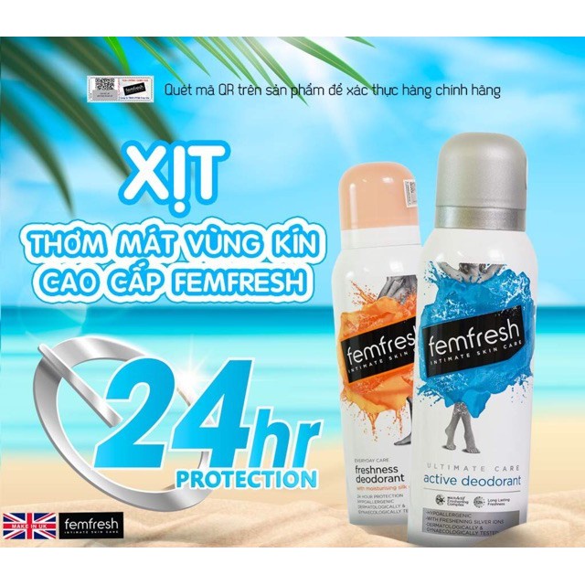 Xịt Thơm Mát Vùng Kín Femfresh Deodorant Spay 125ml (Cam)