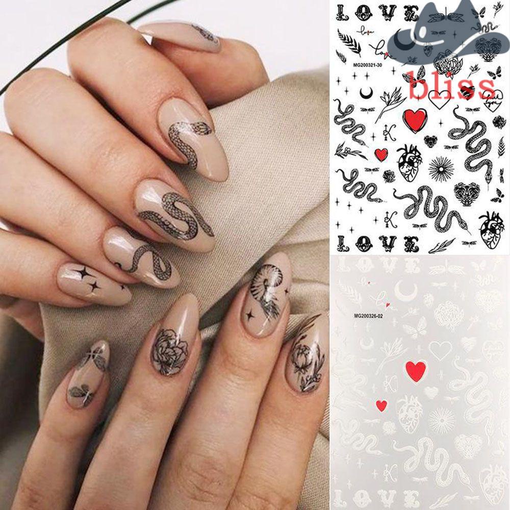 Miếng Dán Trang Trí Móng Tay Tự Dính Họa Tiết Da Rắn DIY