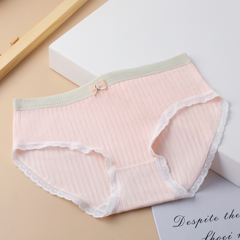 Quần Lót Cotton Nguyên Chất Kháng Khuẩn Lưng Vừa Họa Tiết Hoa Phong Cách Nhật Bản Cho Nữ