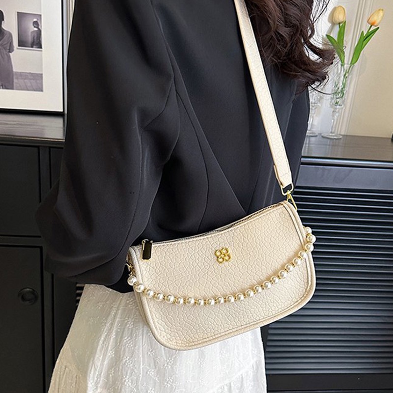Ielgy Túi Đeo Vai Đính Ngọc Trai Đơn Giản Chất Lượng Cao Phong Cách retro Cho Nữ