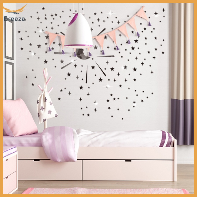 105 Sticker Dán Tường Chống Thấm Nước Tự Dính Hình Trăng Sao 3d Có Thể Tái Sử Dụng