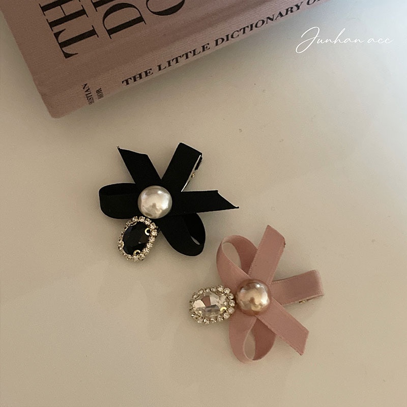 Kẹp Tóc Hình Nơ Đính Ngọc Trai Phong Cách Trung Hoa Mừng Năm Mới