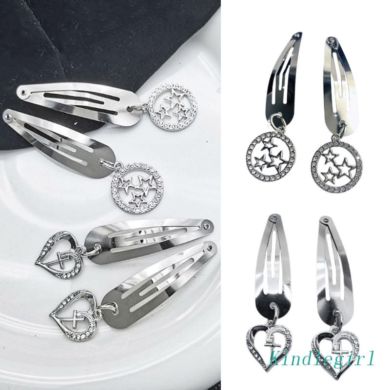 Kẹp Tóc Hình Ngôi Sao / Trái Tim / Hình Học Chống Trượt Y2k