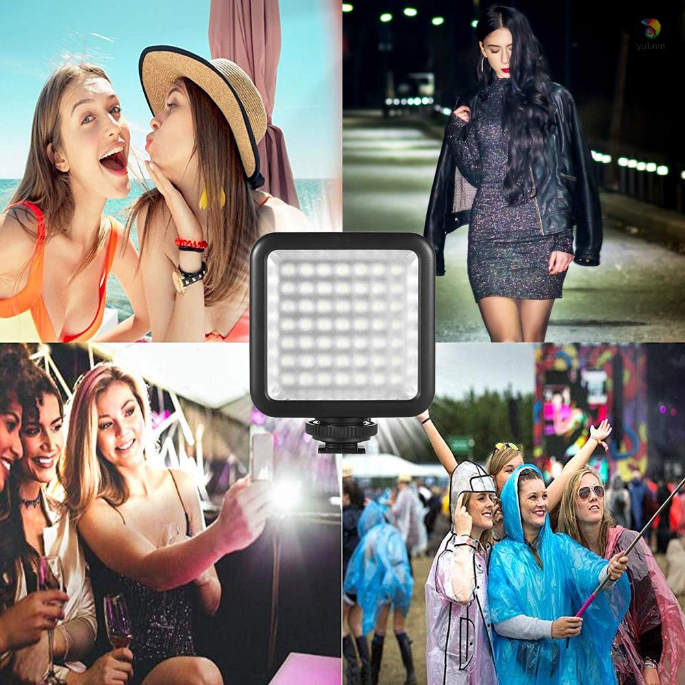 Bộ 2 Bảng Đèn LED Mini Andoer W49 Có Thể Điều Chỉnh Độ Sáng Với Bộ Chuyển Đổi Gắn Đế Giày Cho Máy Quay Phim A7 DSLR