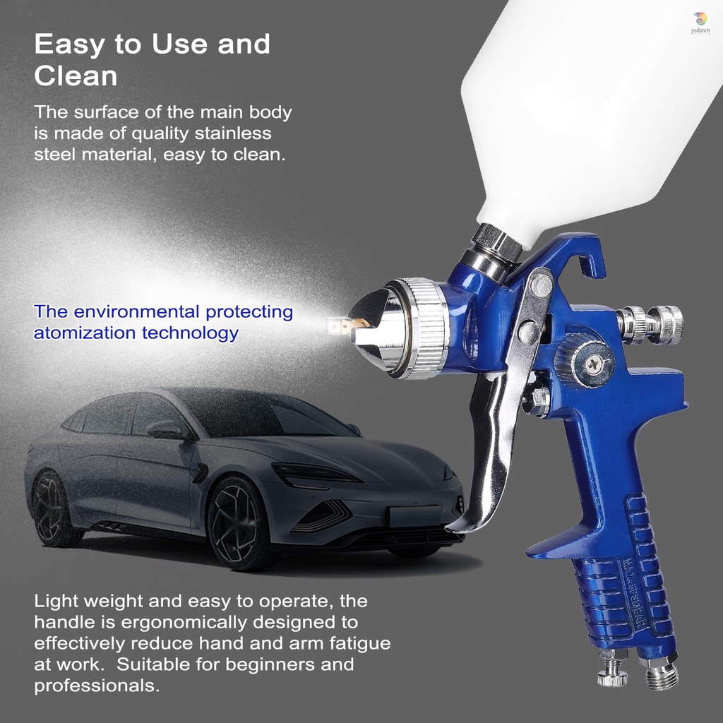 Bộ Dụng Cụ Phun Sơn Xe Hơi Dung Tích Lớn 600CC Bằng Thép Không Gỉ