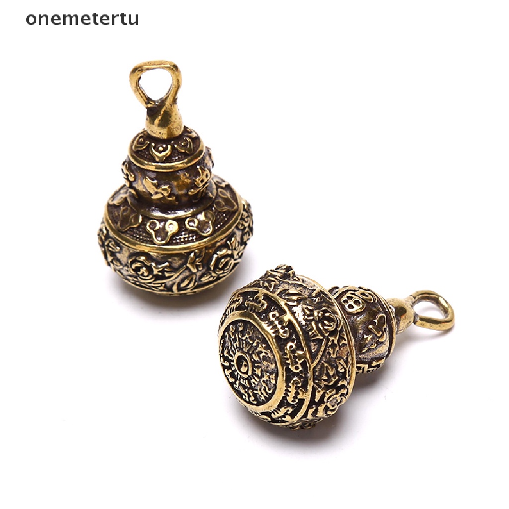 Onemetertu Hộp Đựng Thuốc Bằng Đồng Thau Hình Hoa Sen / Hồ Lô Chữ Trung Quốc Cầu Phúc EN