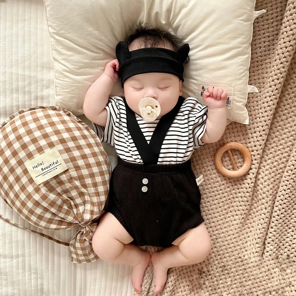 Áo thun cotton ngắn tay kẻ ngang cho bé AO07