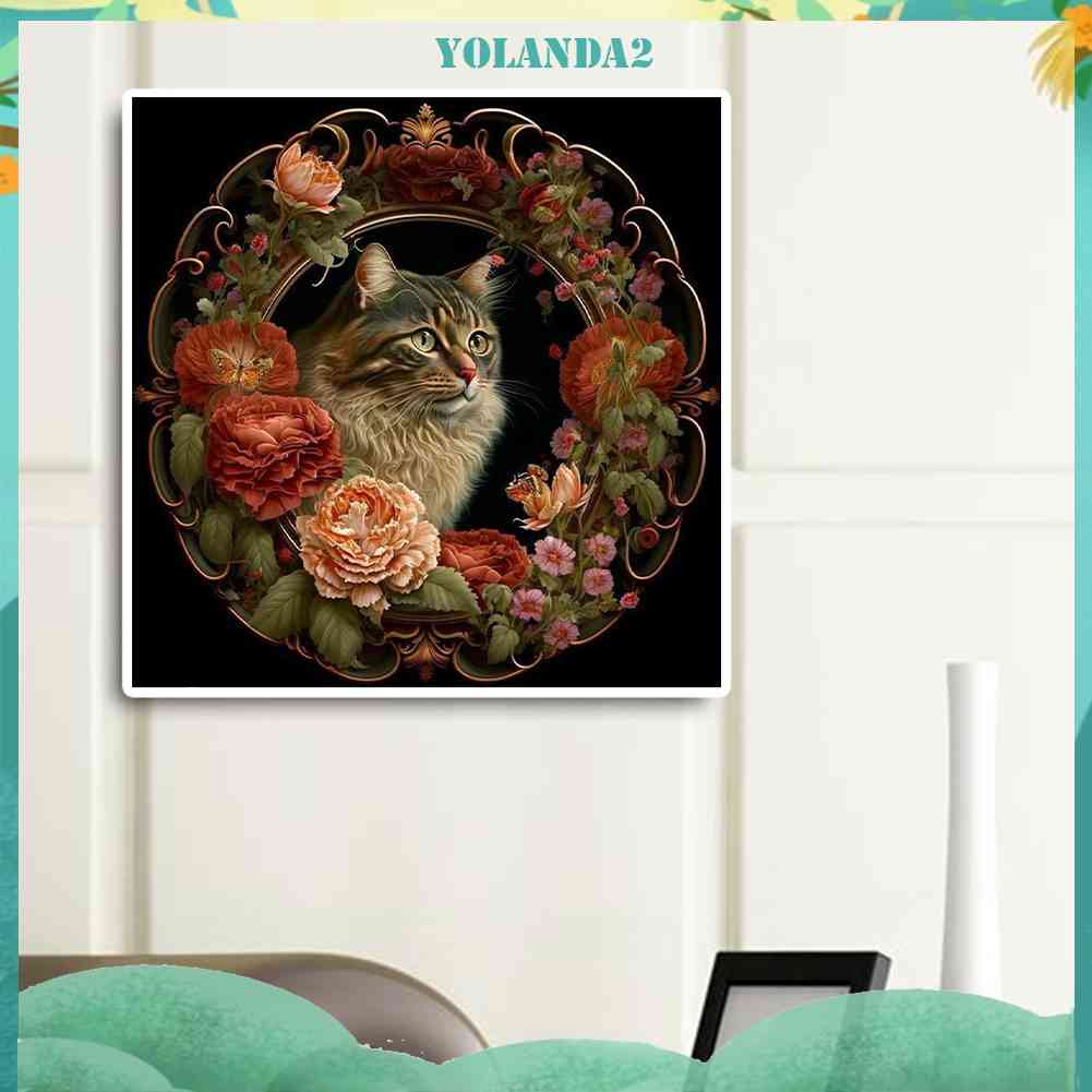 Tranh Đính Đá Kim Cương Toàn Bộ 5D DIY Hình Vẽ Mèo Trang Trí Nhà Cửa