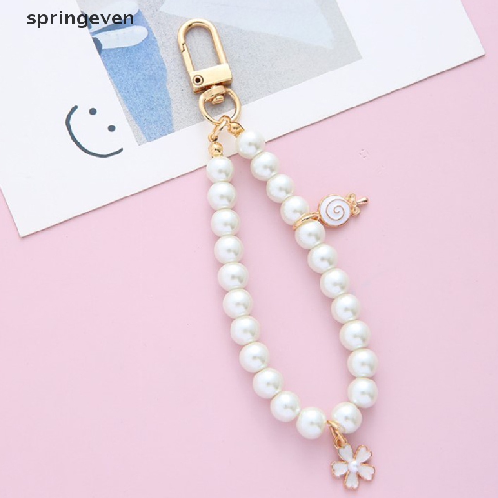 Móc Khóa Kim Loại Mạ Vàng Đính Ngọc Trai Nhân Tạo Thời Trang