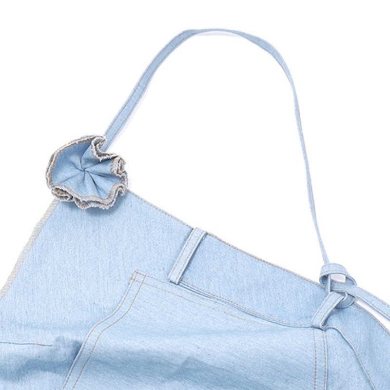 Áo Denim Sát Nách Cổ Bẻ Màu Xanh Dương Phong Cách Vintage Thời Trang Xuân Hè Cho Nữ