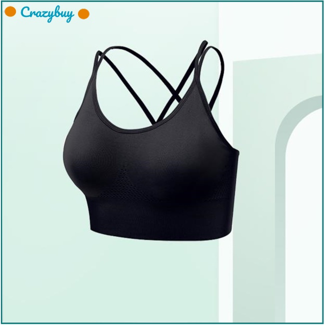 Cr Áo Ngực Thể Thao Phối Lưới Thoáng Khí Chất Liệu Nylon Co Giãn Không Gọng Thép Thoải Mái Thời Trang Cho Nữ