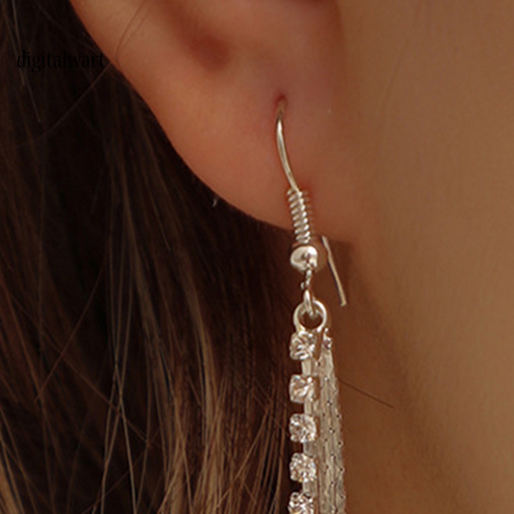 Kỹ Thuật Số| 1 Đôi Bông Tai Dài Đính Đá Sáng Lấp Lánh Thời Trang Dành Cho Nữ