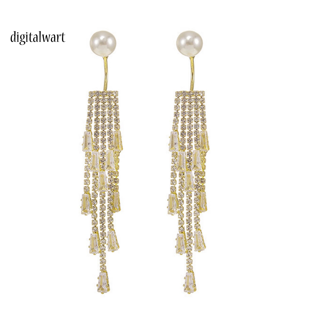 Kỹ Thuật Số| 1 Đôi Bông Tai Dáng Dài Đính Ngọc Trai Nhân Tạo Lấp Lánh Thời Trang Hàn Quốc