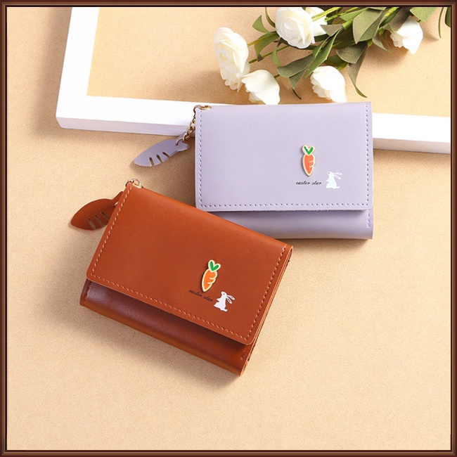 Ví Ngắn Gập Ba Đa Năng In Họa Tiết Động Vật Dễ Thương Thời Trang Cho Nữ