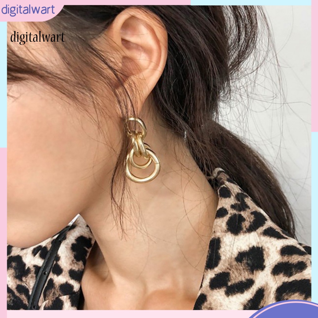 Kỹ Thuật Số| 1 Đôi Bông Tai Tròn Rỗng Bằng Kim Loại Phong Cách Vintage Dành Cho Nữ