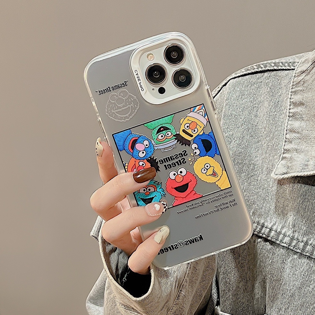 Ốp Điện Thoại tpu Mềm Nhám Mạ Điện Họa Tiết Hoạt Hình Gấu KAWS Cho iphone 14 13 11 12 Pro Max