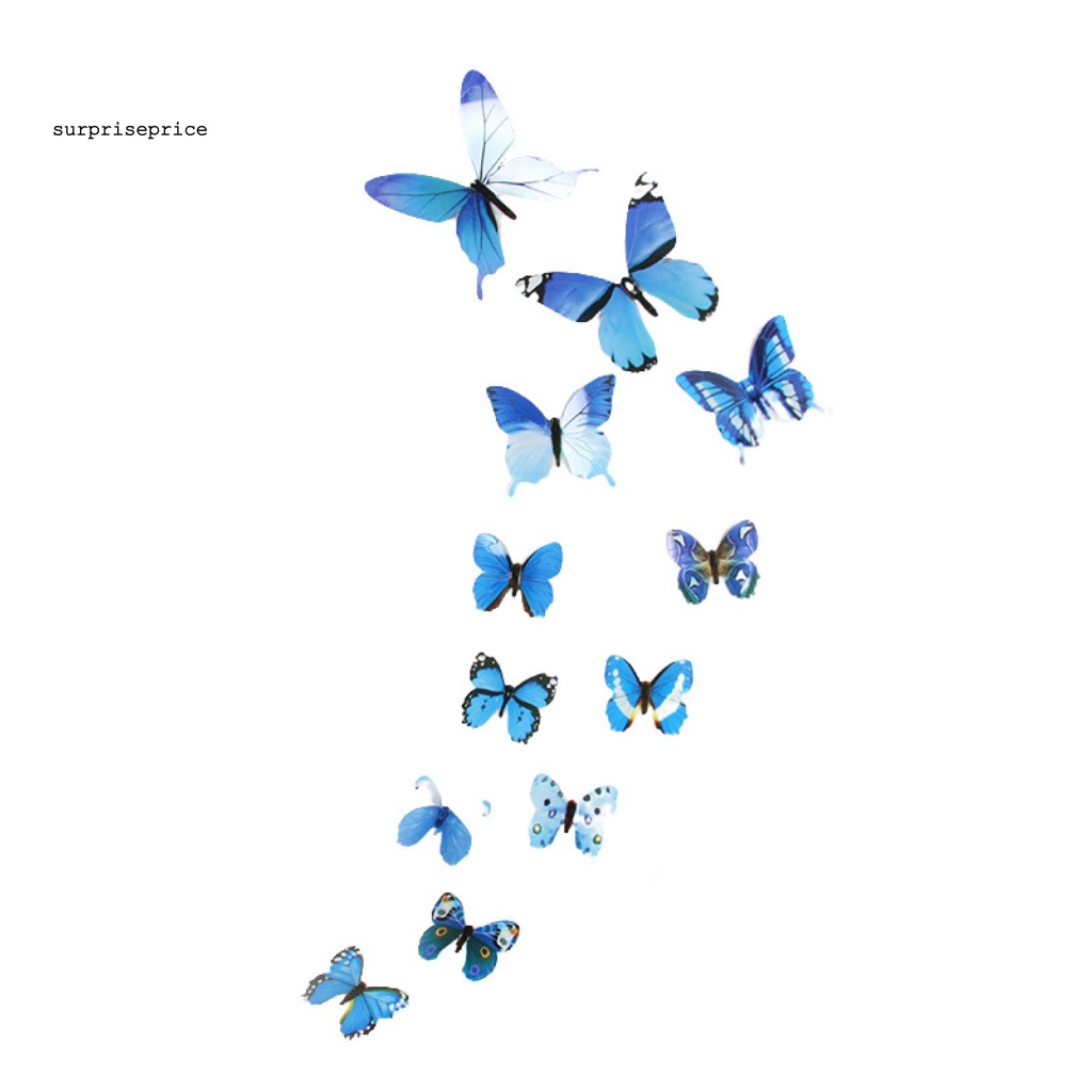 Bộ 12 Miếng Dán Tường Hình Bướm Ba Chiều Màu Dạ Quang Tự Dính Chống Nước Trang Trí Nhà Bếp DIY