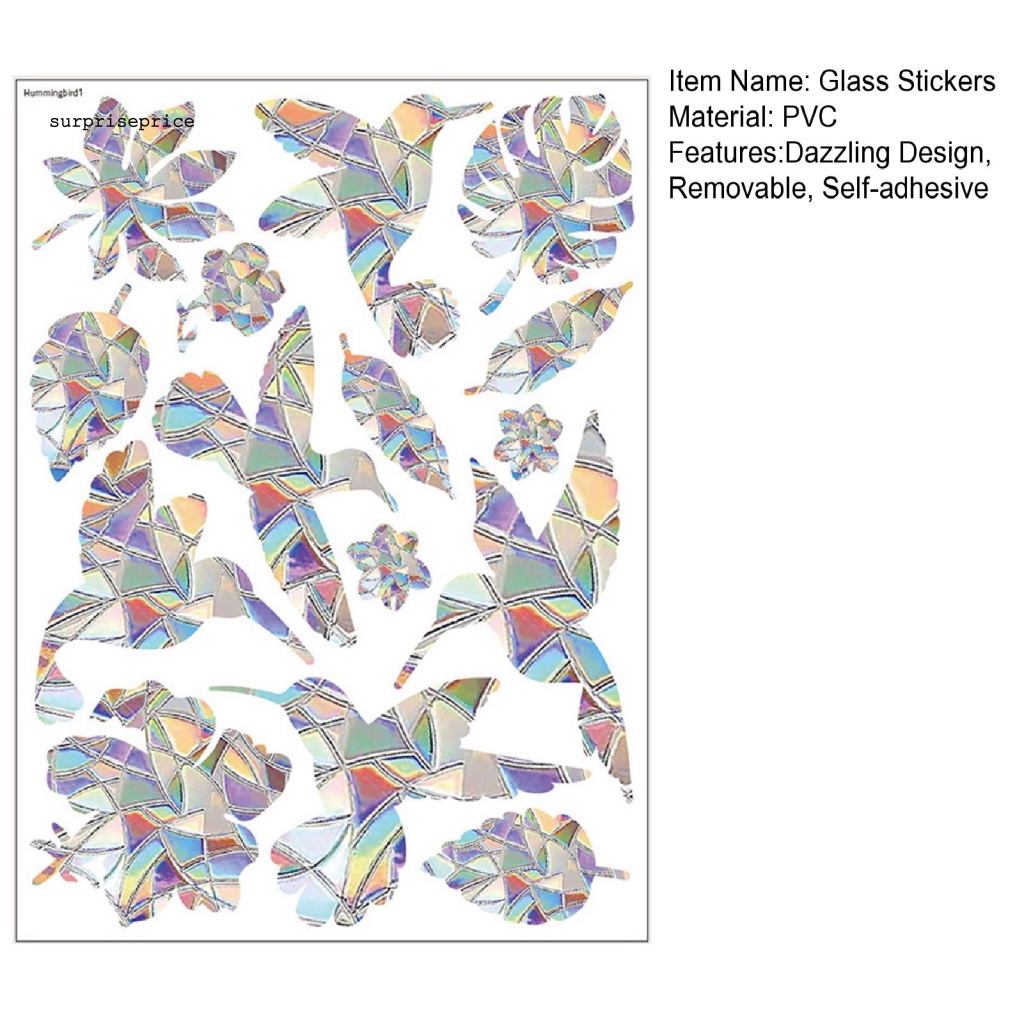 Bộ 2 Miếng Dán Cửa Kính Bằng PVC Chống Va Chạm Chống Hoa Lá Chim Ruồi