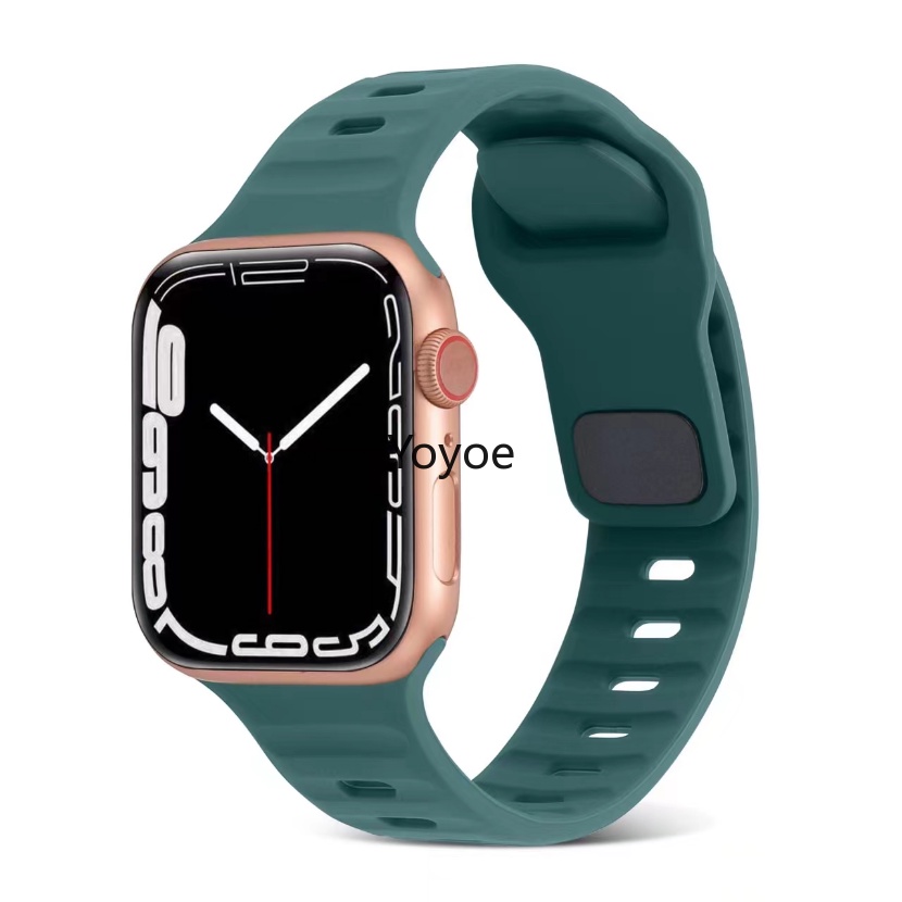 Dây Đeo Đồng Hồ Bằng Silicon Mềm Màu Đen Khóa Vuông Cho iWatch Series 8 7 SE 6 5 4 3 2 1 49mm 41mm 44mm 40mm 42mm 38mm