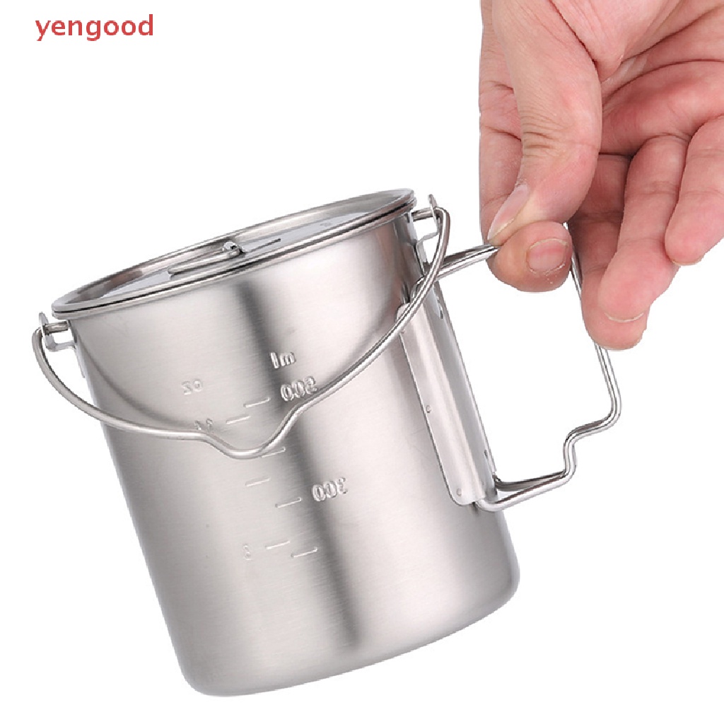 Cốc Cà Phê Bằng Thép Không Gỉ Có Tay Cầm Có Thể Gấp Gọn Tiện Dụng Mang Theo Du Lịch