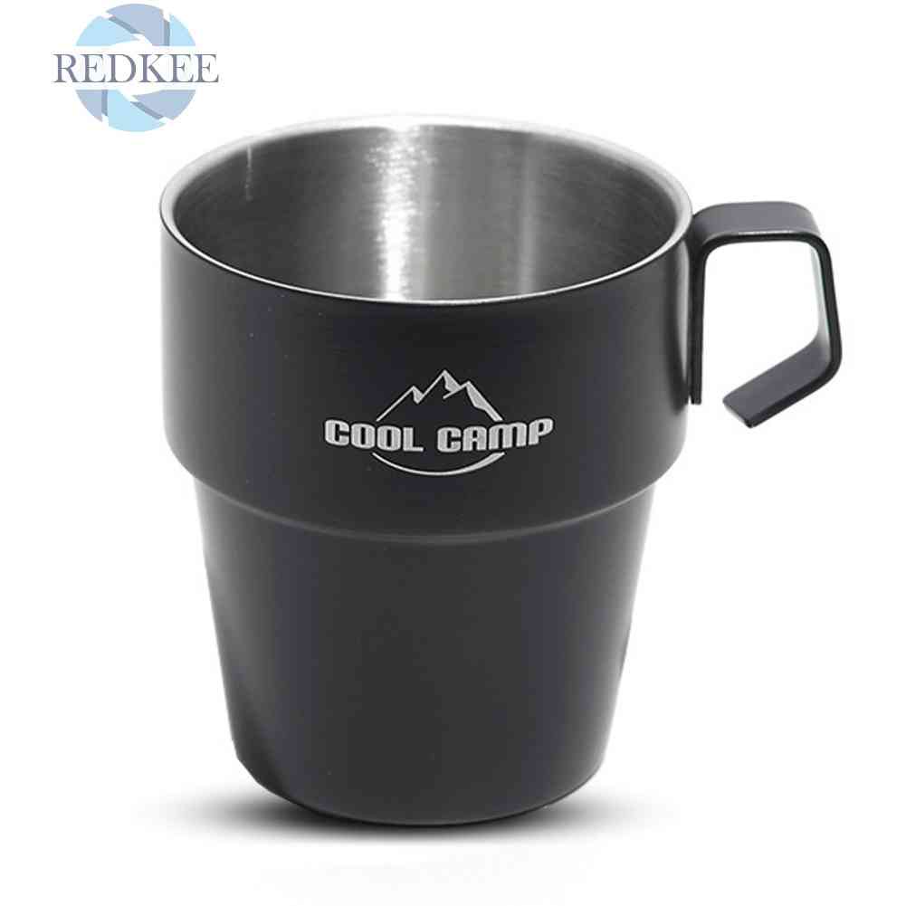 Cốc Uống Nước Hai Lớp Chống Bỏng Dung Tích 300ml Dùng Khi Đi Cắm Trại