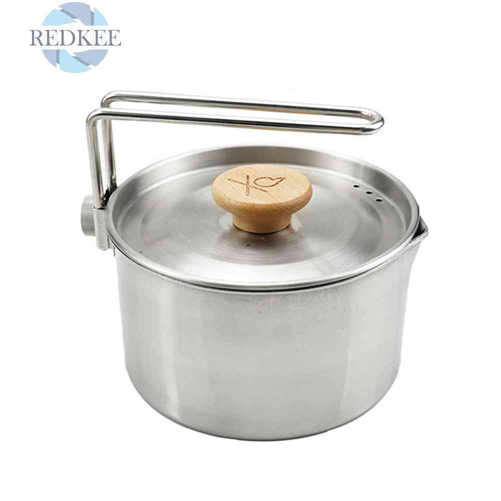 Ấm Đun Nước Bằng Thép Không Gỉ Tiện Lợi Khi Đi Cắm Trại