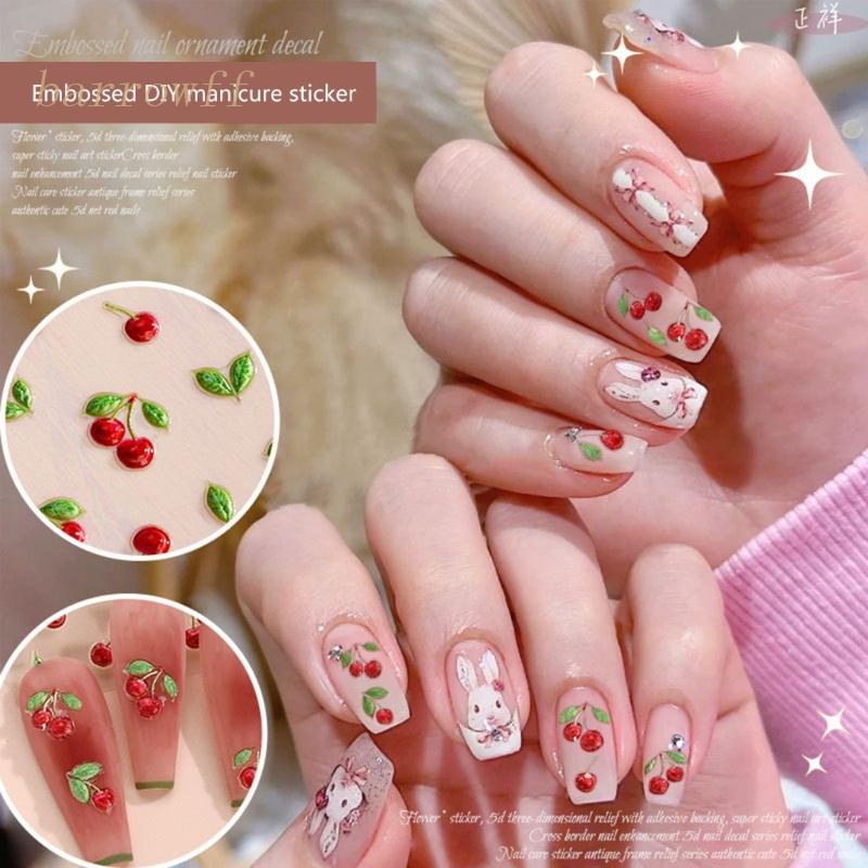 Miếng Dán Trang Trí Móng Tay Nghệ Thuật 5D Tự Dính Họa Tiết Dập Nổi 5D