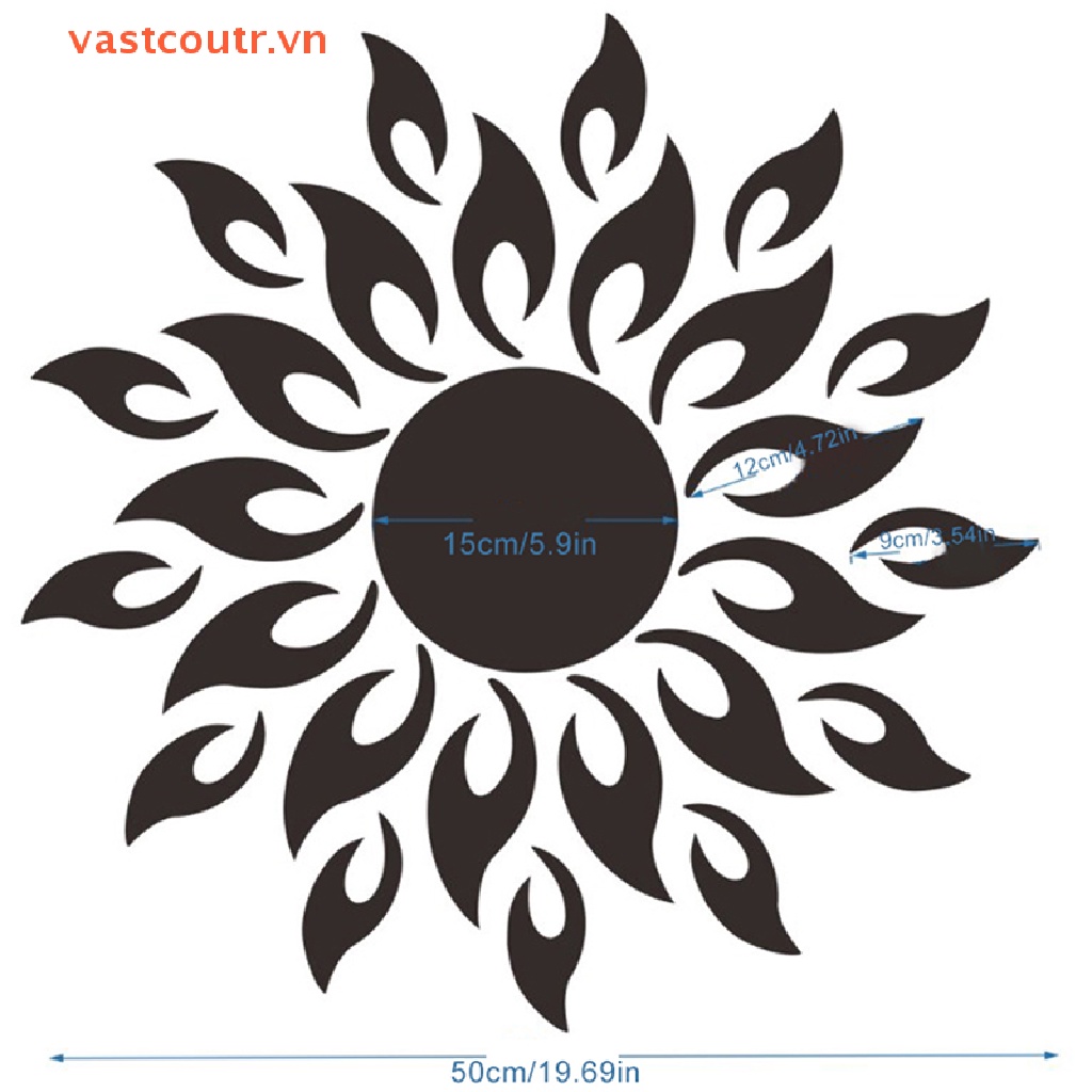Đề Can 3D Hình Mặt Trời Tráng Gương Bằng Acrylic Dùng Để Trang Trí Nhà