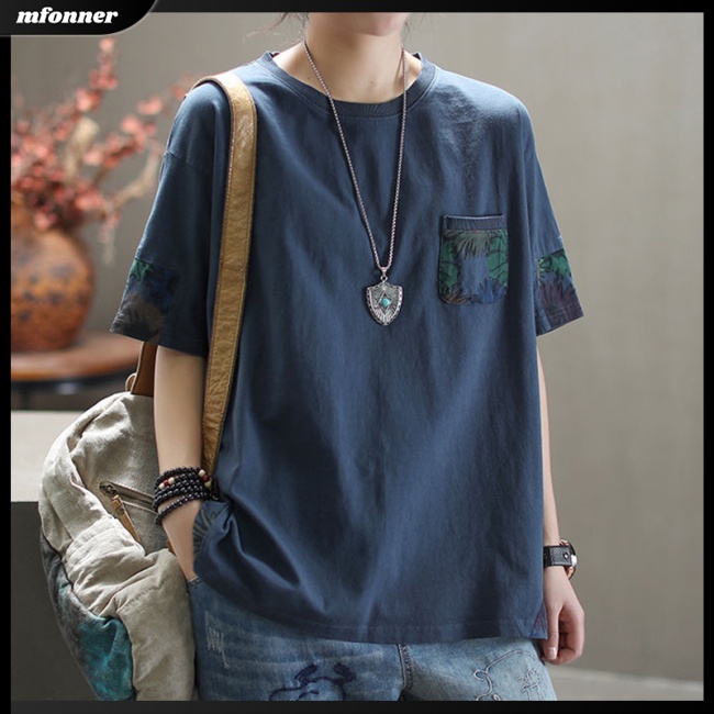 Áo Thun Tay Ngắn Cổ Tròn Dáng Rộng In Họa Tiết Thời Trang Cho Nữ