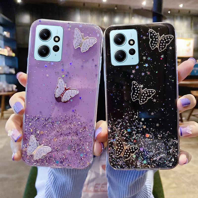 Ốp Điện Thoại Mềm Trong Suốt Họa Tiết Bướm Cho Redmi Note12 12 Pro 5G 11 11S 12C 10C Poco X5 X5Pro X4 X3 M3 M4