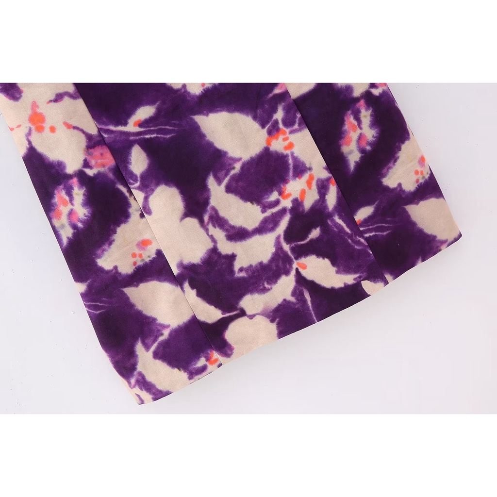 Đầm Vải Lanh In Hoa Phong Cách Âu Mỹ Thời Trang Xuân Hè Mới 2023 B3449