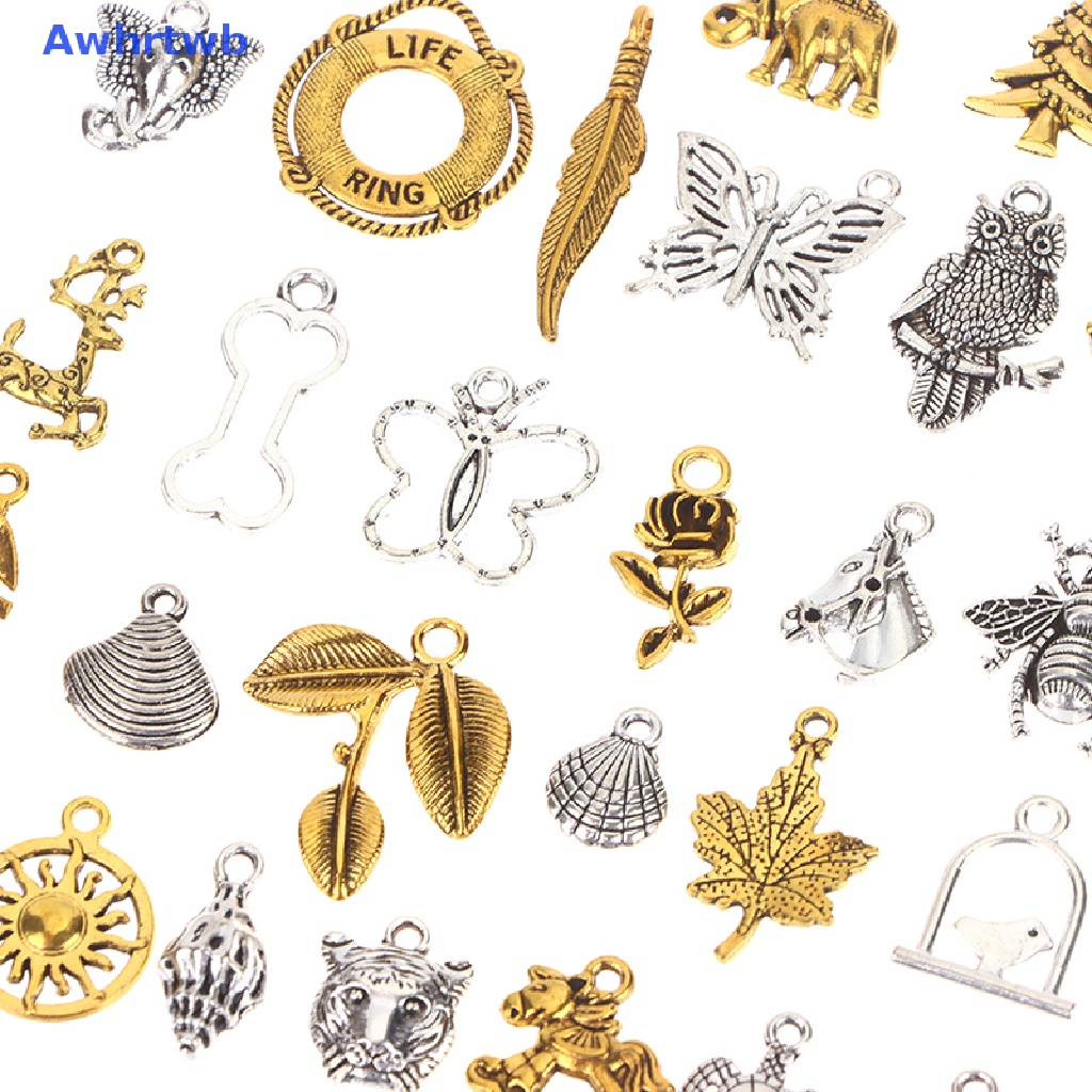 Set 50 Mặt Vòng cổ Kim Loại Hỗn Hợp Làm Trang Sức Thủ Công DIY Mới