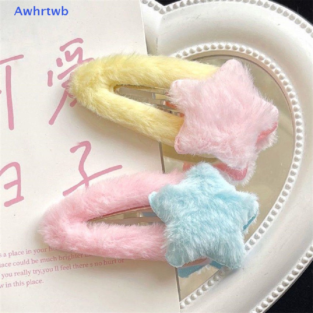 Kẹp Tóc Hình Ngôi Sao Phối Lông Nhung Dễ Thương Xinh Xắn Cho Bé Gái Mới