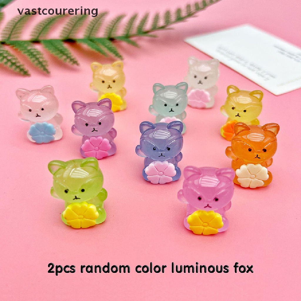 Bộ 2 Tượng Cáo Dạ Quang Bằng Nhựa Resin Dễ Thương Dùng Trang Trí Tiểu Cảnh