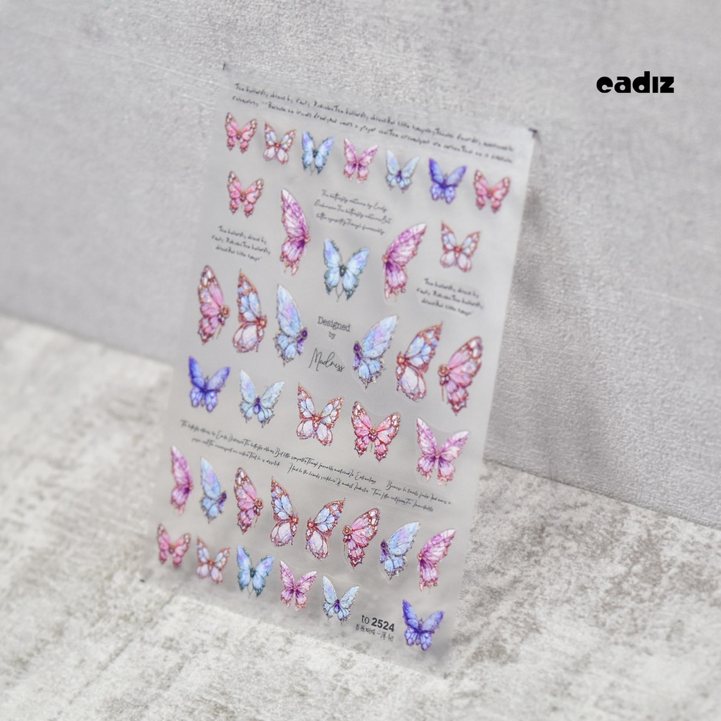 1 Tấm Sticker Dán Móng Tay DIY Hình Bướm 5D Dành Cho Salon