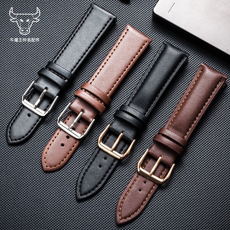 Dây Đeo Đồng Hồ Bằng Da Bò Siêu Mỏng Thoáng Khí Chống Thấm Nước Có Khóa Cài Thông Dụng Cho Nam Và Nữ