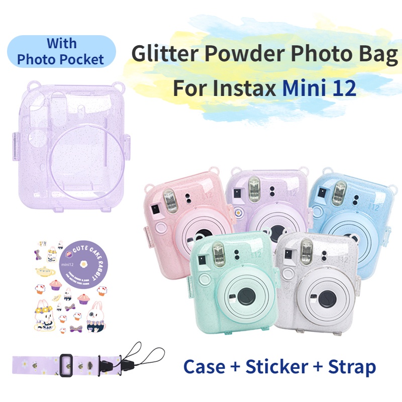 Hộp Đựng Máy Ảnh Polaroid Instax Mini 12 Mini12 Kèm Dây Đeo Và Sticker Dán