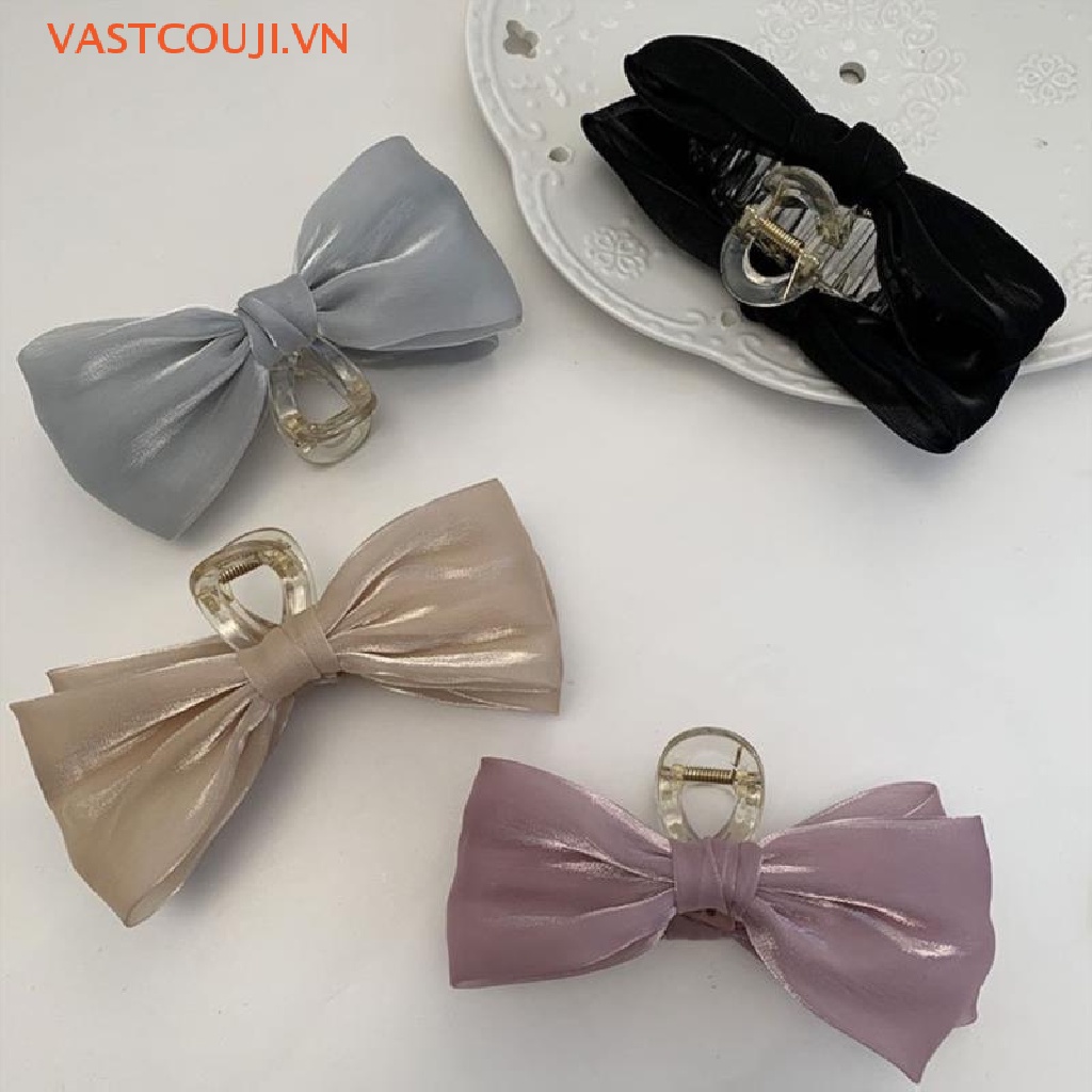 Kẹp Tóc Nơ Lưới Đính Ruy Băng Hình Cá Mập Thời Trang Hàn Quốc Cho Nữ