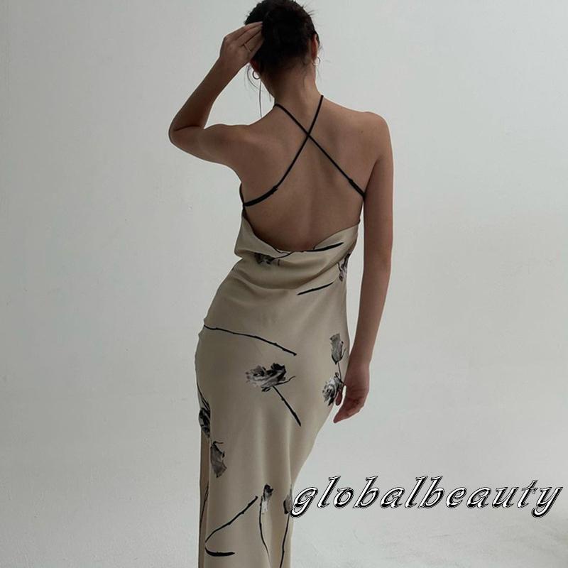 Đầm Dài Không Tay Họa Tiết Hoa Thời Trang Mùa Hè Cho Nữ