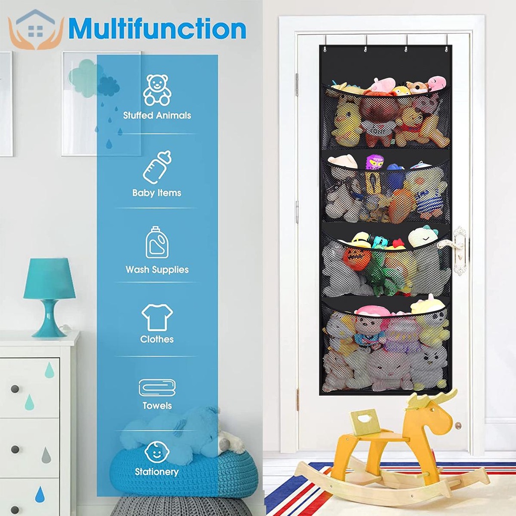 Túi Đựng Đồ Chơi Nhồi Bông Hình Động Vật Treo Cửa Ra Vào Với 4 Túi Lớn Cho Bé shoptkc4148
