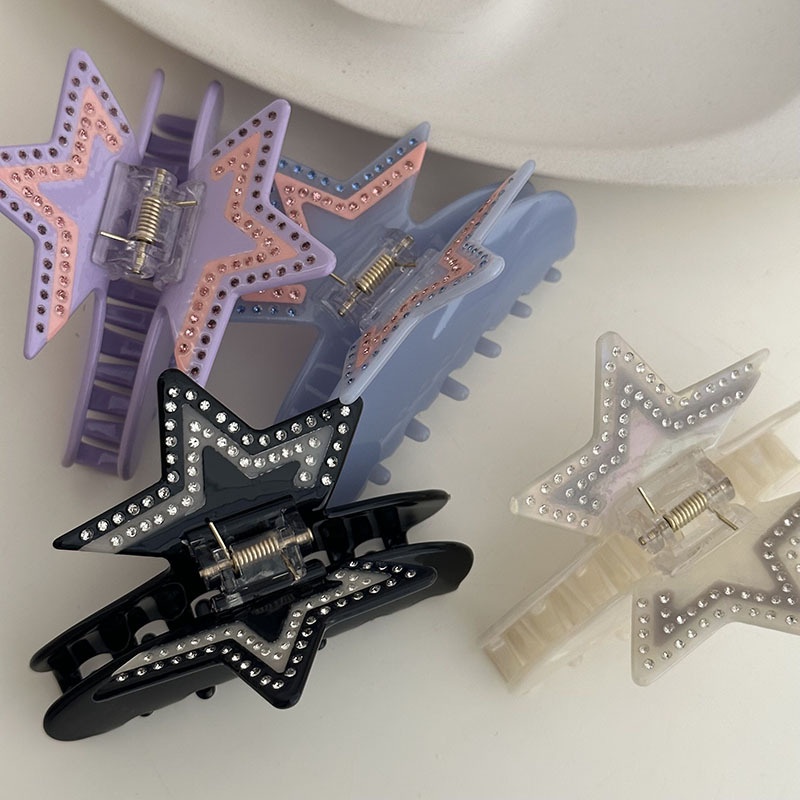 Kẹp Tóc Hình Ngôi Sao Năm Cánh Đính Đá Cỡ Lớn Phong Cách Âu Mỹ Cho Nữ